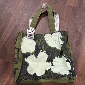 Andy Warhol Green Floral Tote Bag